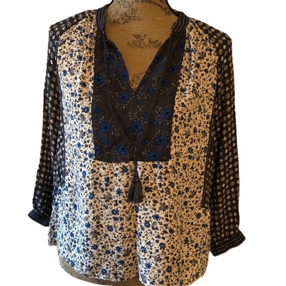 Lucky Brand Boho Two Toned Top - Picture 1 of 13